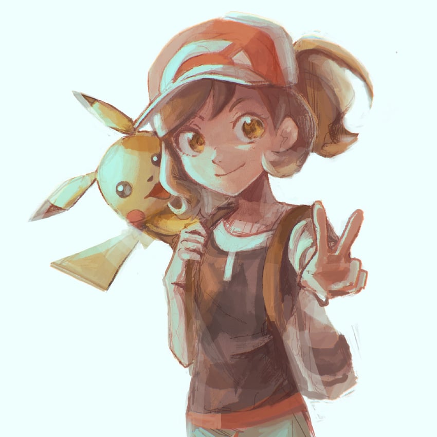 pikachu and elaine (pokemon and 1 more) drawn by katahara_(no_108105)