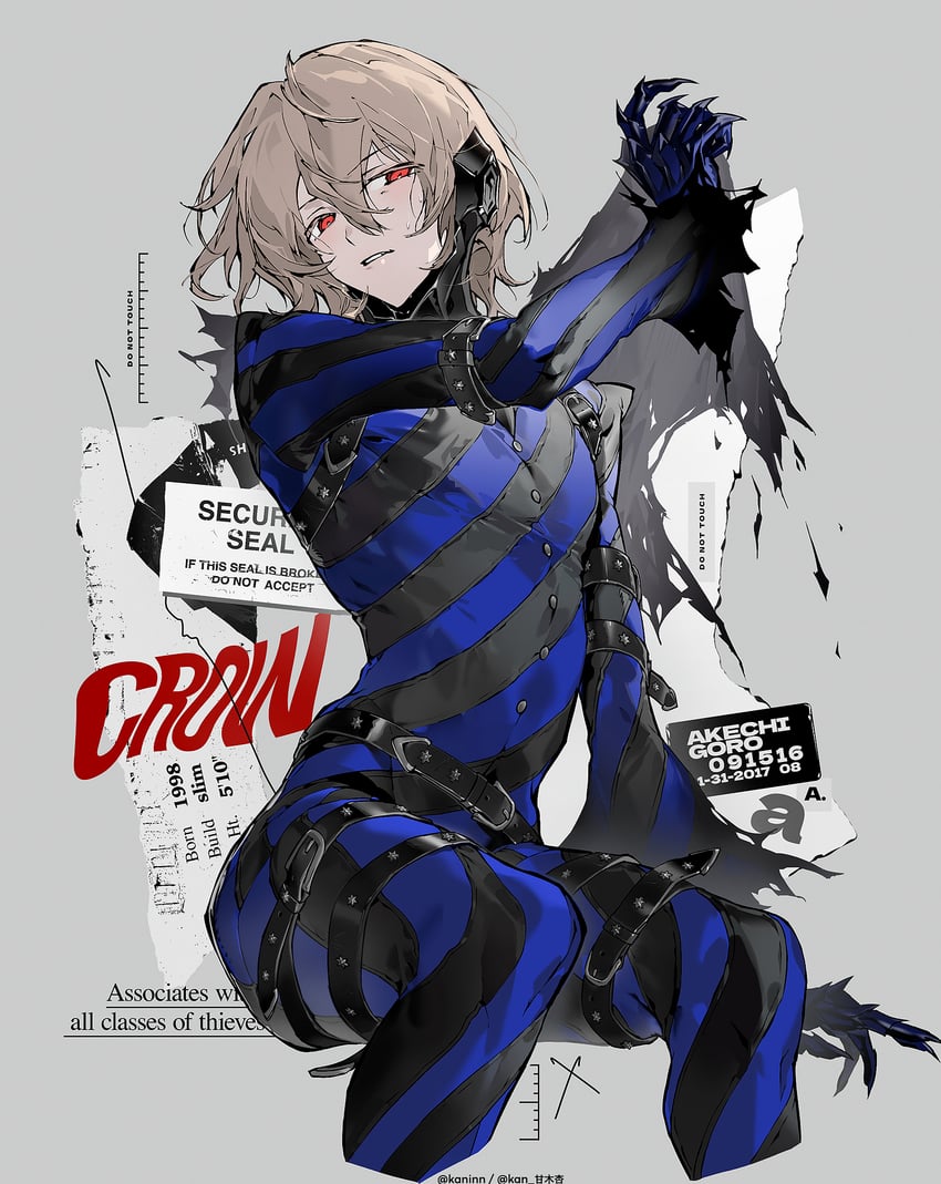 akechi gorou and black mask (persona and 2 more) drawn by kaninn
