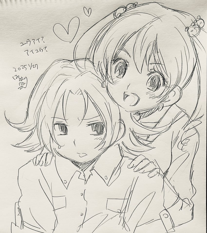 suzaki airu and amano yuu (digimon and 2 more) drawn by komoriharuori