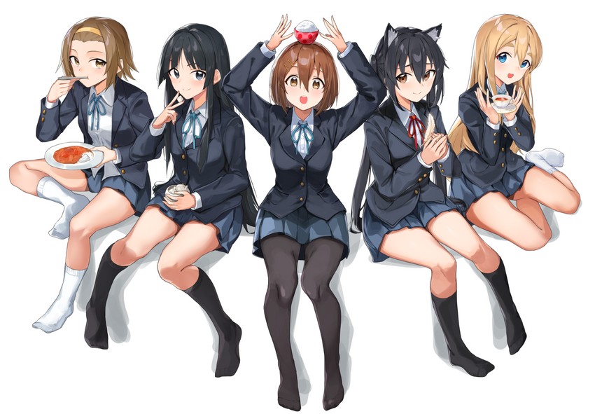 akiyama mio, nakano azusa, hirasawa yui, tainaka ritsu, and kotobuki tsumugi (k-on!) drawn by tapioka_(oekakitapioka)