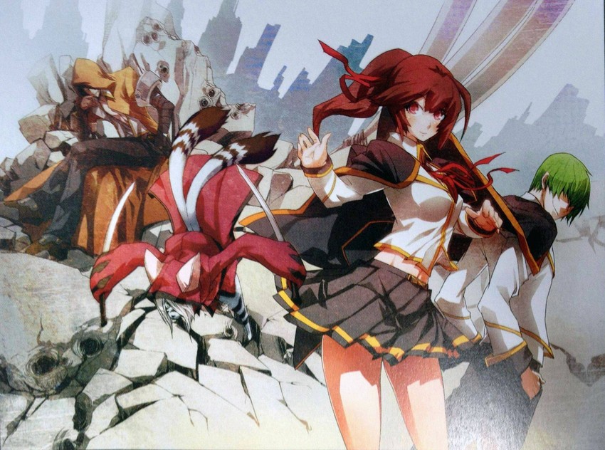 celica a. mercury, yuuki terumi, kazuma kuvaru, and tomonori (blazblue)