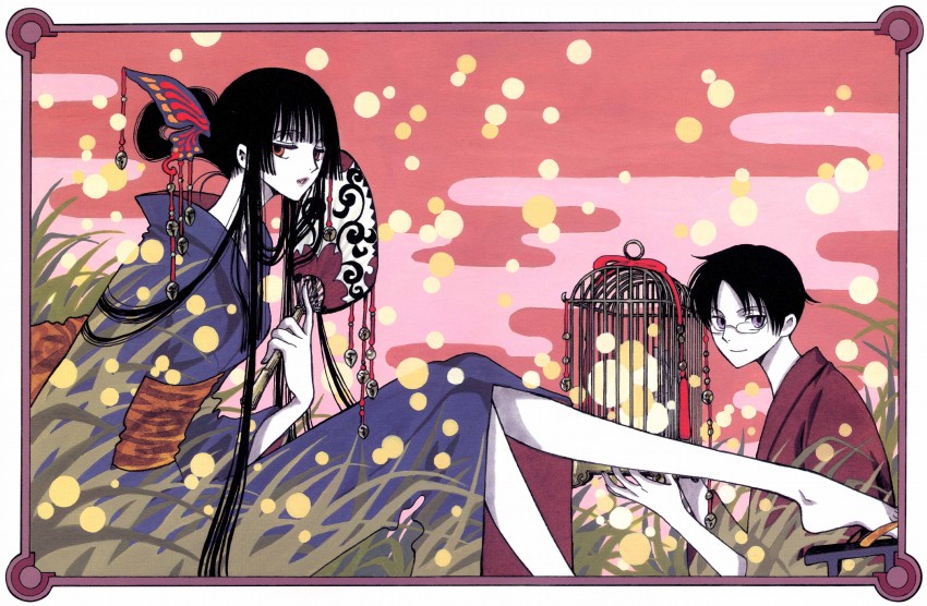 ichihara yuuko and watanuki kimihiro (xxxholic) drawn by clamp_(circle)