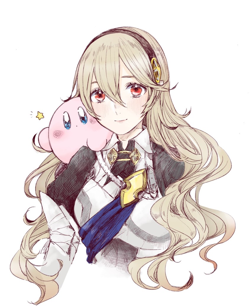 kirby and female corrin (fire emblem and 3 more) drawn by roroichi