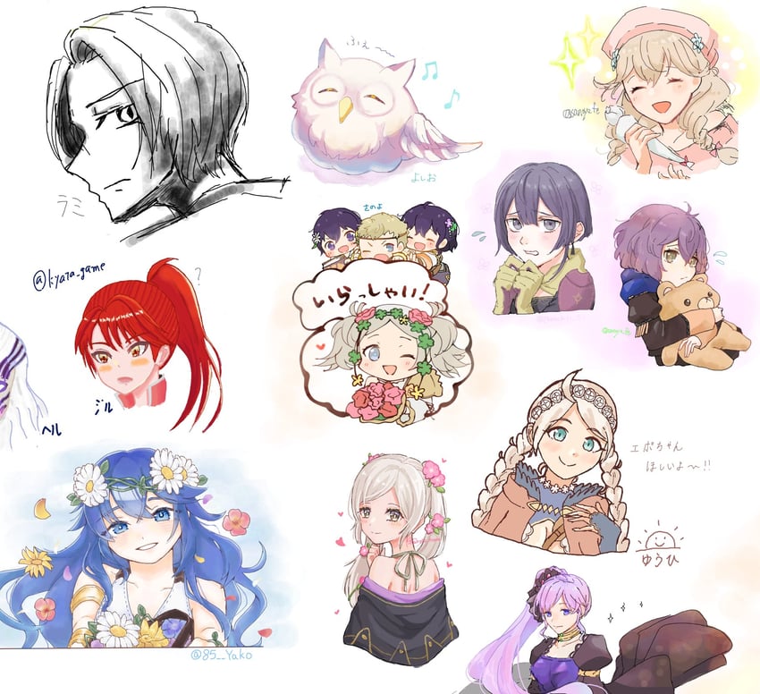 lucina, female robin, bernadetta von varley, nina, ishtar, and 8 more (fire emblem and 6 more) drawn by sakura_no_yoru