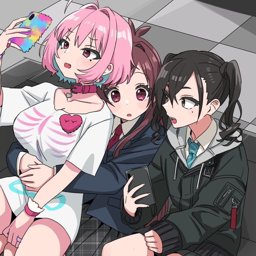 yumemi riamu, sunazuka akira, and tsujino akari (idolmaster and 1 more) drawn by sukoyaka_(100hituzi)