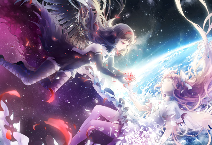 akemi homura, kaname madoka, ultimate madoka, and akuma homura (mahou shoujo madoka magica and 1 more) drawn by domik