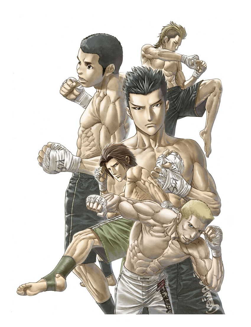 minami hiroki, shirato temur shin, satomi daichi, imai yuuto, and douglas perry (karate shoukoushi kohinata minoru) drawn by baba_yasushi
