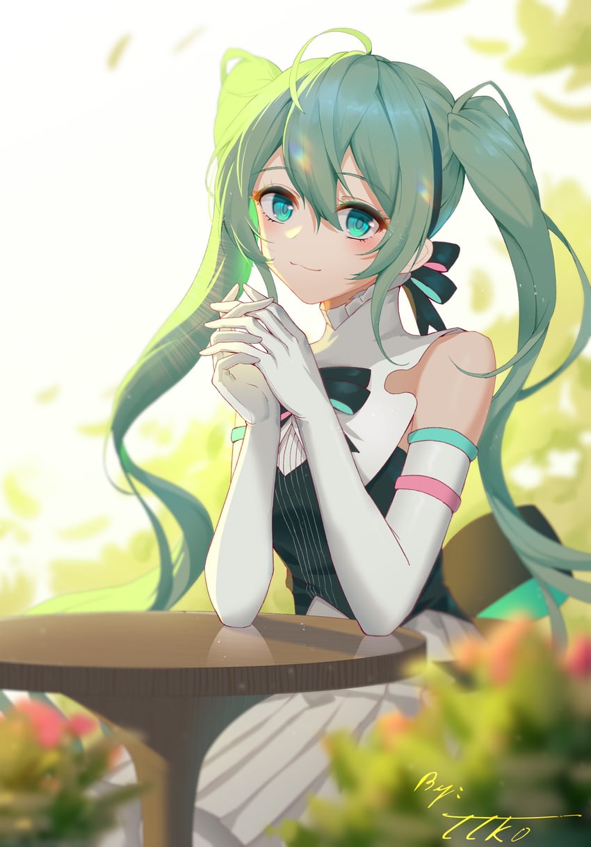 hatsune miku (vocaloid and 1 more) drawn by w-t