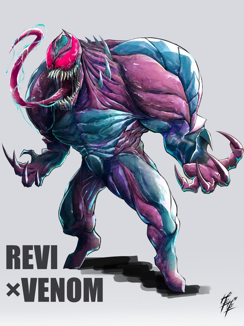venom and kamen rider revi (marvel and 3 more) drawn by zagizagi