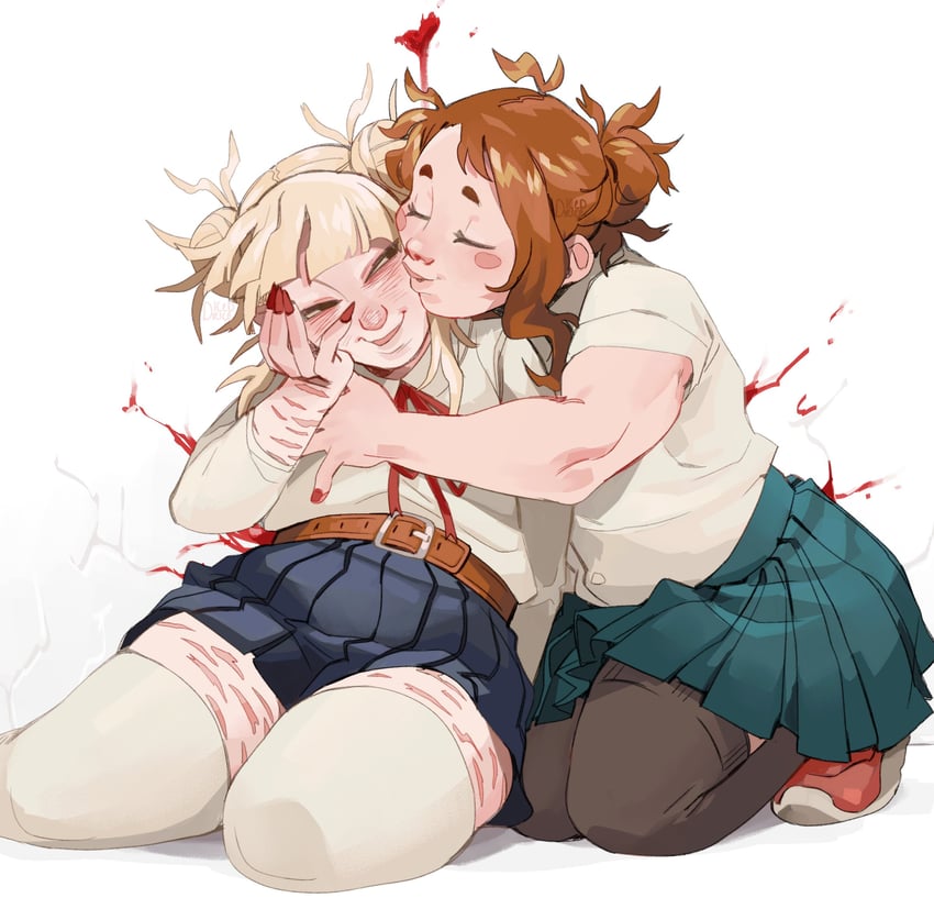 uraraka ochaco and toga himiko (boku no hero academia) drawn by diced_rice