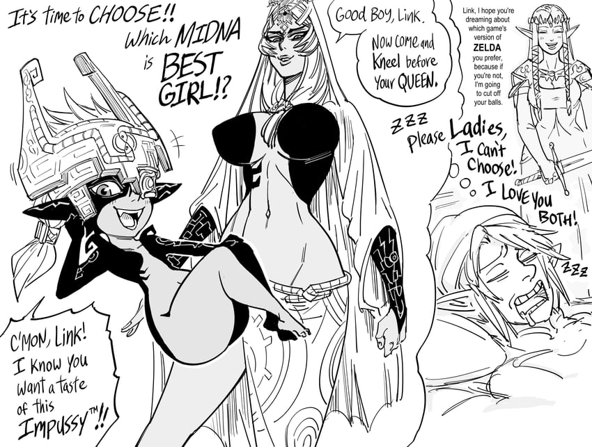 link, princess zelda, and midna (the legend of zelda and 1 more) drawn by bb_(baalbuddy)