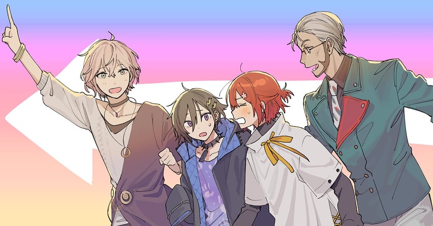 hanasaki miyabi, kanade izuru, arurandeisu, and rikka (holostars) drawn by momose_(oqo)