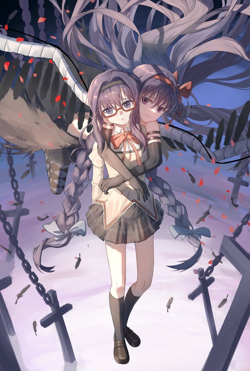 akemi homura and akuma homura (mahou shoujo madoka magica and 1 more) drawn by xiamianhaiya
