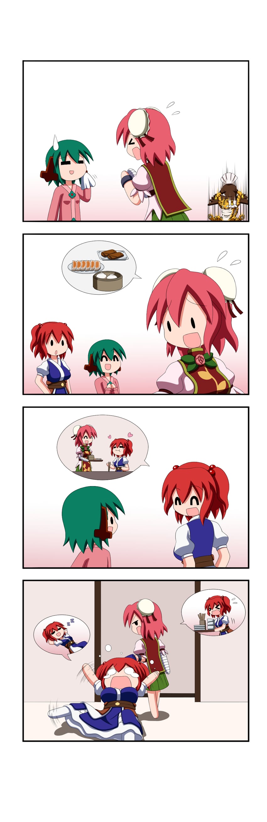 onozuka komachi, ibaraki kasen, kasodani kyouko, houso, and kanda (touhou and 1 more) drawn by rakugaki-biyori