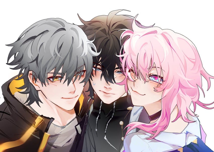 trailblazer, march 7th, caelus, and dan heng (honkai and 1 more) drawn by milkymelonmilk