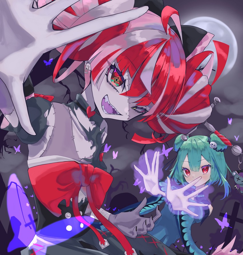uruha rushia and kureiji ollie (hololive and 1 more) drawn by hikap