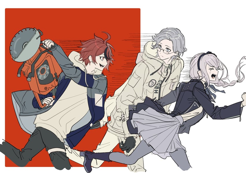 aotsuki eito, sumino takumi, and kirifuji nozomi (the hundred line -last defense academy-) drawn by pabitelsafe3