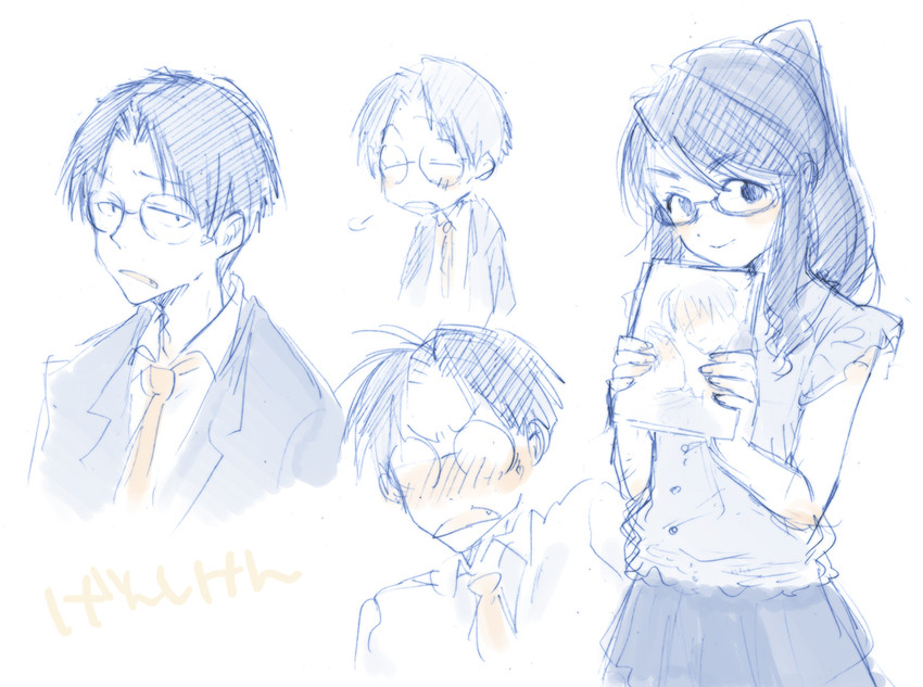 madarame harunobu, sasahara kanji, and yoshitake rika (genshiken) drawn by tsun_(tsuncha)