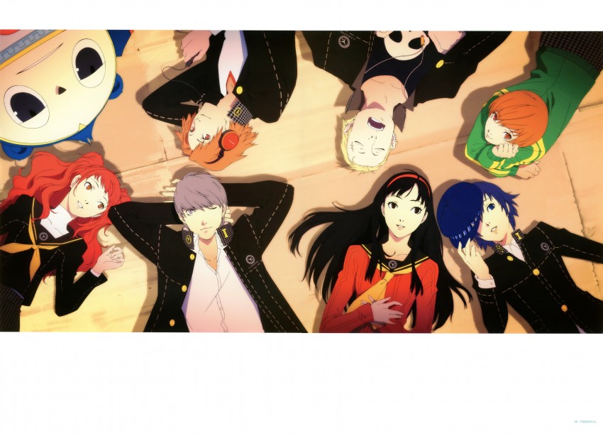 narukami yu, shirogane naoto, satonaka chie, kujikawa rise, amagi yukiko, and 3 more (persona and 1 more) drawn by soejima_shigenori