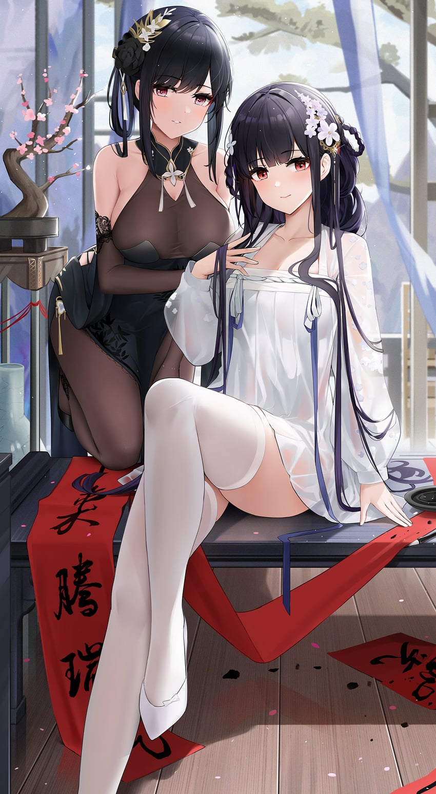 chen hai and yat sen (azur lane) drawn by qing_wu