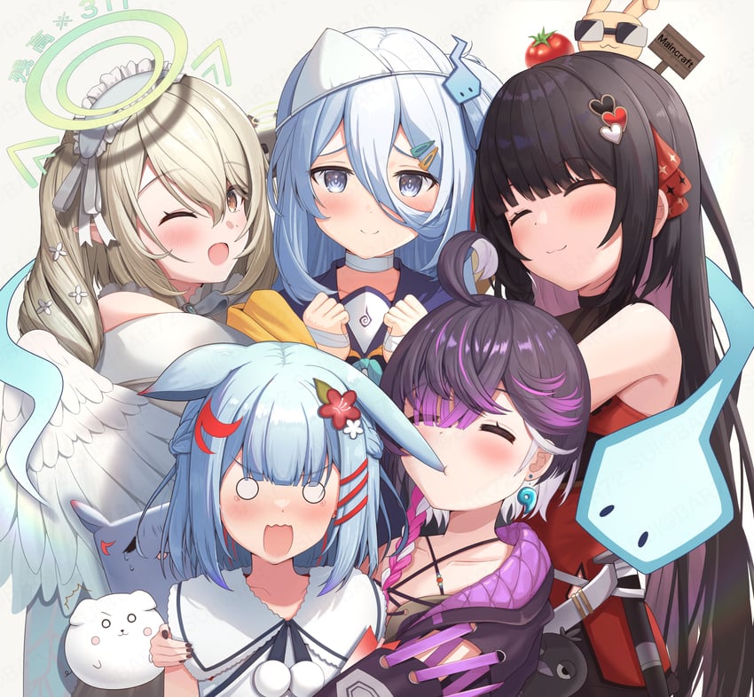 suzutuki sui, nanase eru, tsukiyoi avi, komai ume, louise priere, and 1 more (varium) drawn by suicabar72