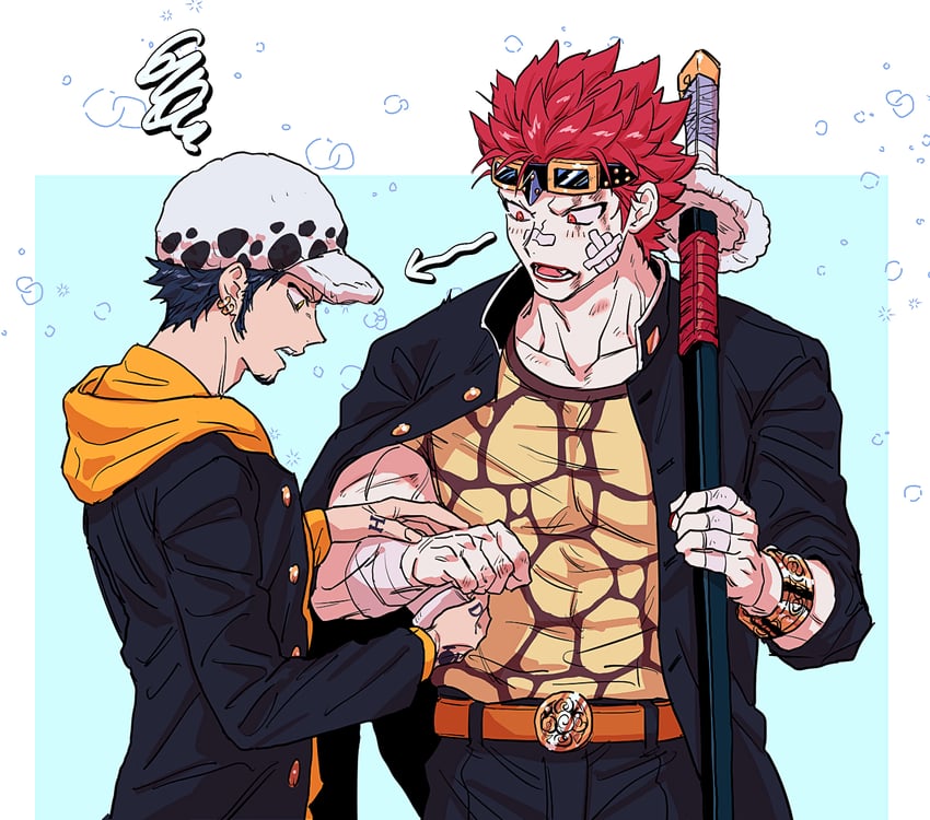 trafalgar law and eustass kid (one piece) drawn by yakumo_(ykm)