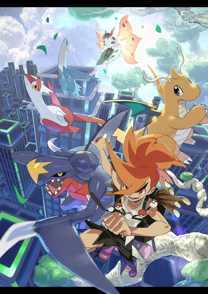 garchomp, latias, dragonite, latios, volcarona, and 1 more (pokemon and 1 more) drawn by e_volution
