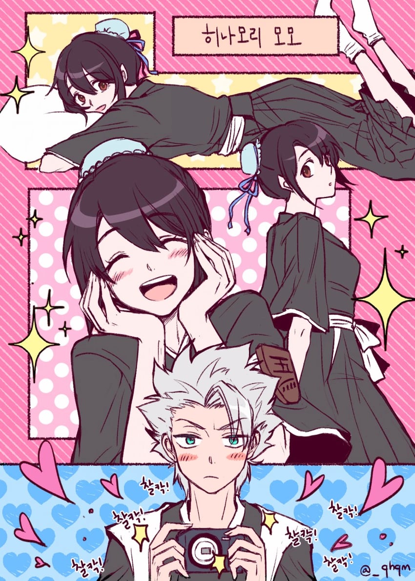 hitsugaya toushirou and hinamori momo (bleach) drawn by qhqm
