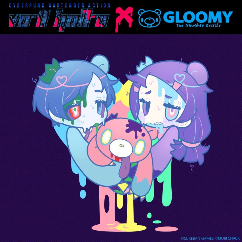 gloomy bear, betty, and deal (va-11 hall-a and 1 more) drawn by mori_chack