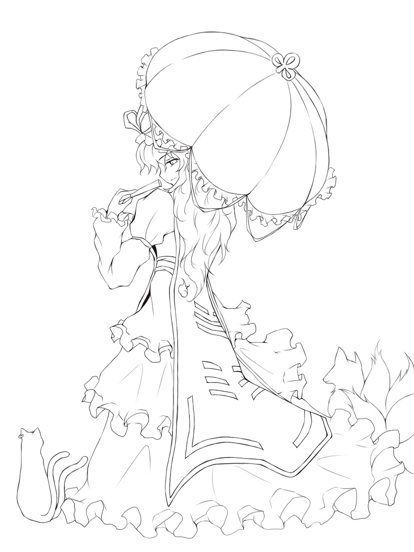 yakumo yukari, yakumo ran, and chen (touhou) drawn by mikage_kirino