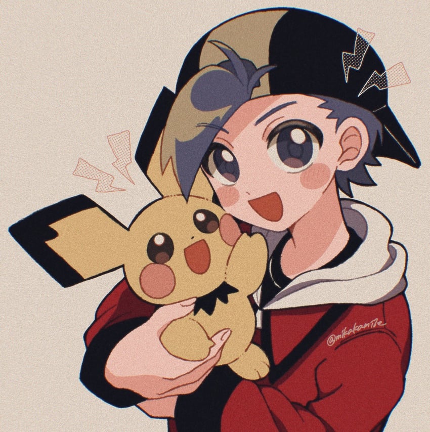 ethan and pichu (pokemon and 1 more) drawn by mikakami1e
