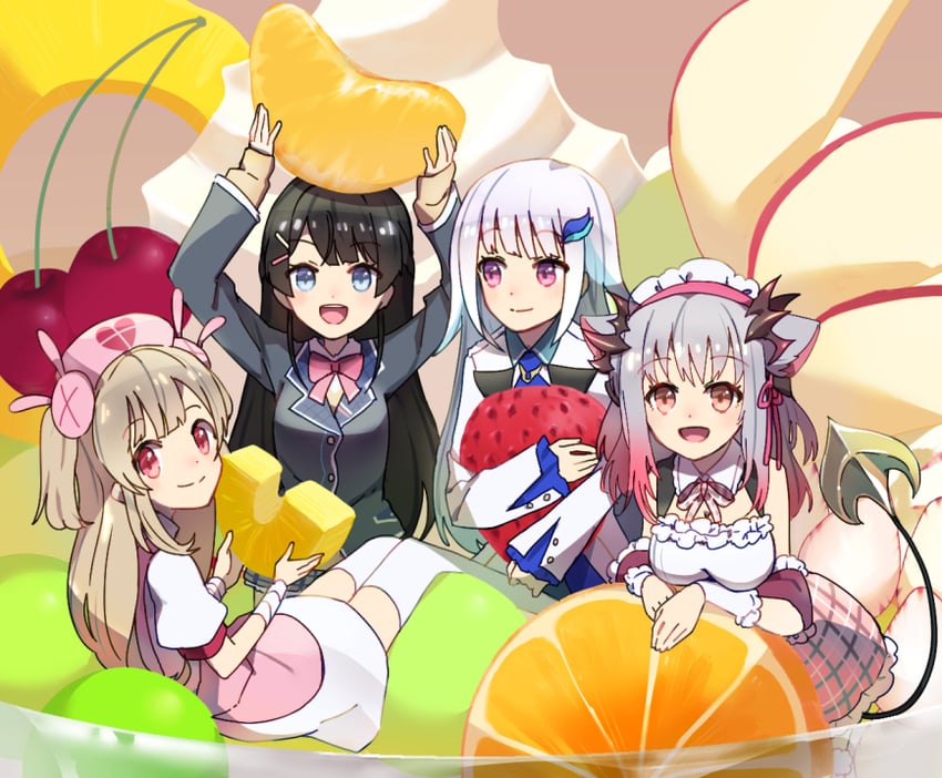 tsukino mito, lize helesta, natori sana, and suou patra (nijisanji and 3 more) drawn by sou_(tuhut)
