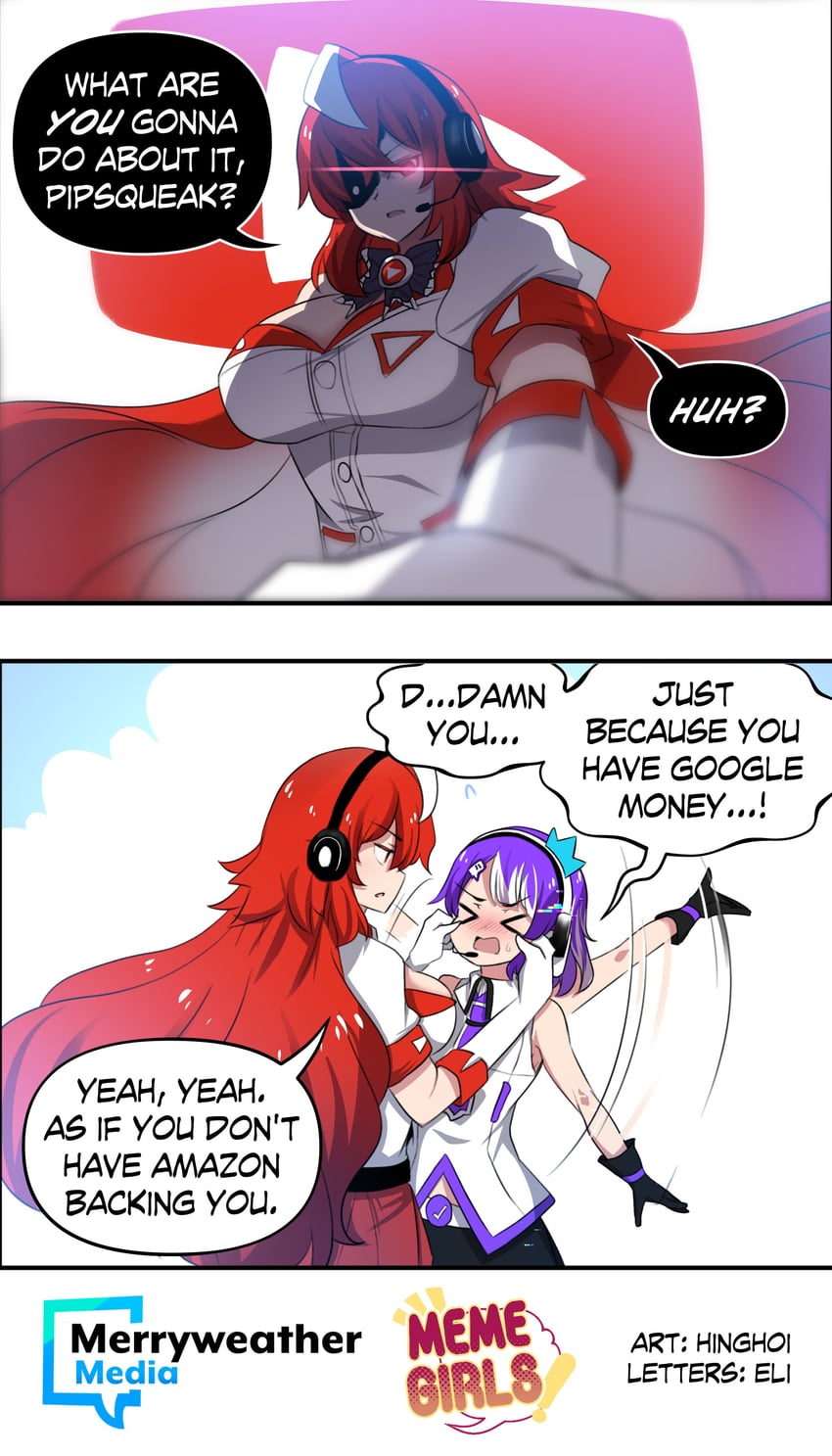 twitch-chan and youtube-chan (original and 2 more) drawn by hinghoi and merryweather