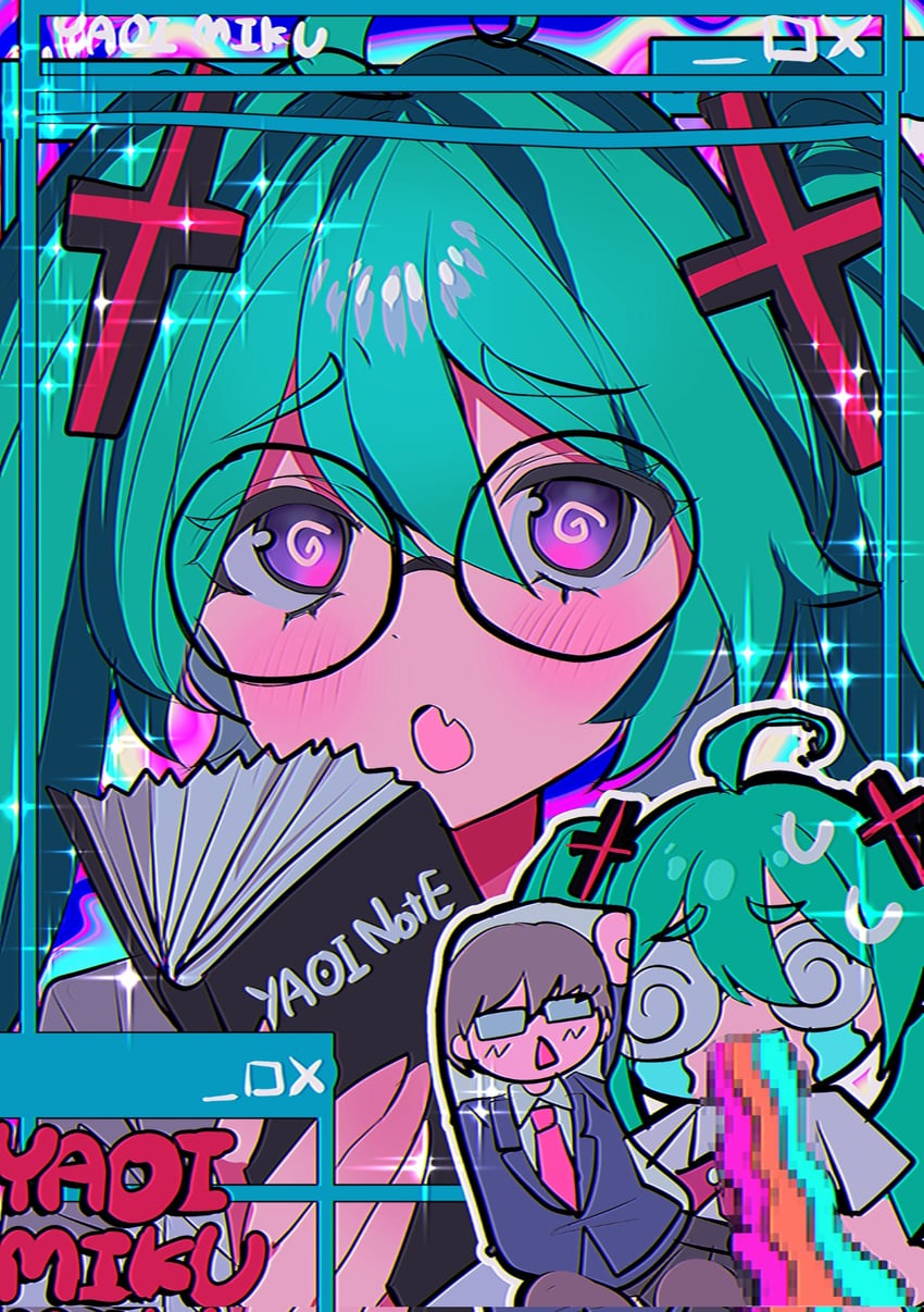 hatsune miku (vocaloid and 1 more) drawn by momae_mac