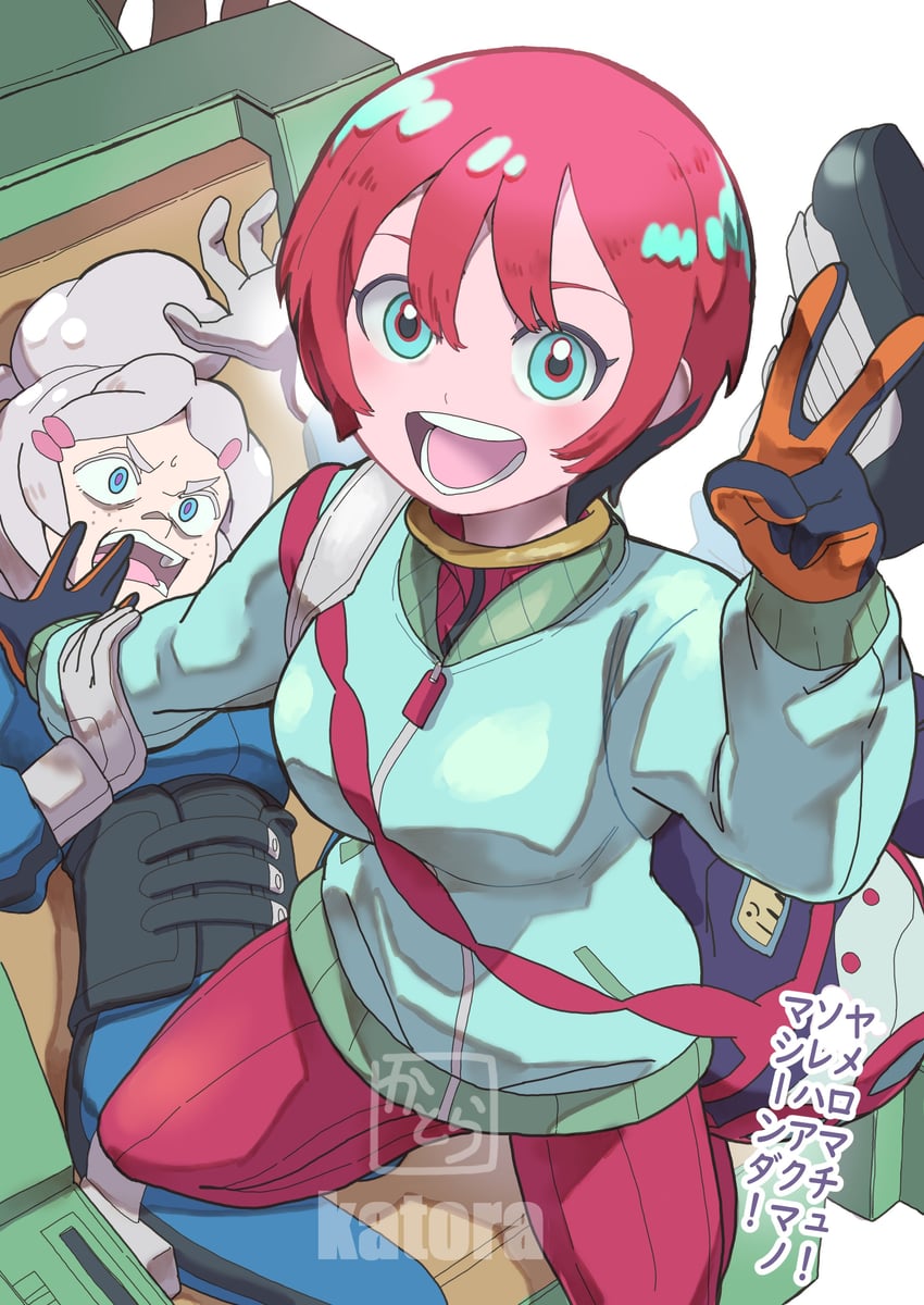 amate yuzuriha, haro, deux murasame, and psycho gundam (gundam and 1 more) drawn by k_katora