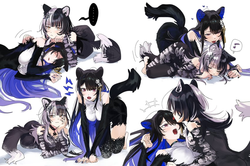 shiori novella and nerissa ravencroft (hololive and 1 more) drawn by yomosaka