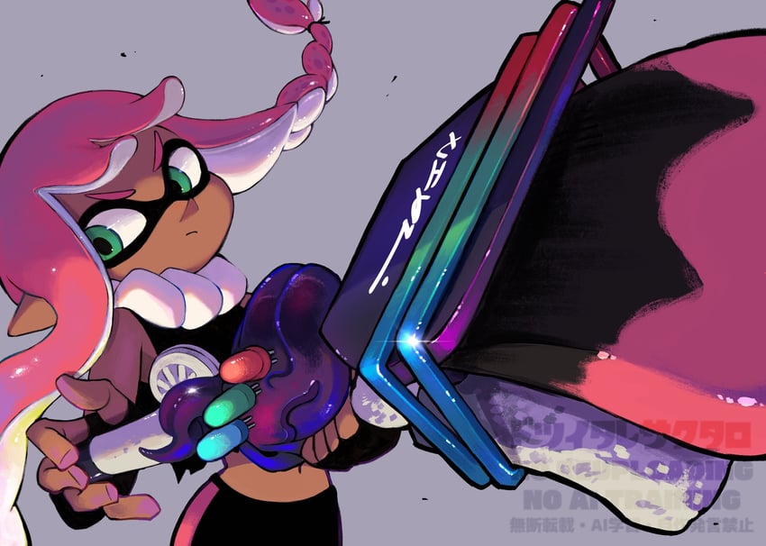 inkling player character and inkling girl (splatoon and 1 more) drawn by 39_uxue