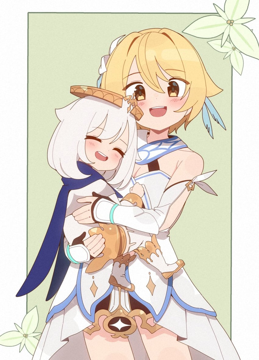lumine and paimon (genshin impact) drawn by frank_lee_(dfgh132)