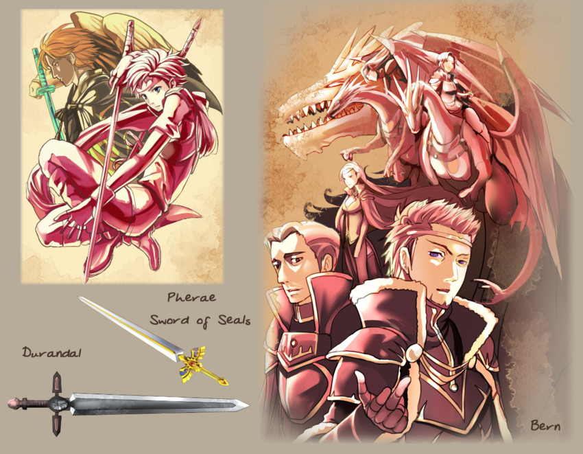 roy, eliwood, brunnya, zephiel, narcian, and 2 more (fire emblem and 3 more) drawn by shoochiku_bai