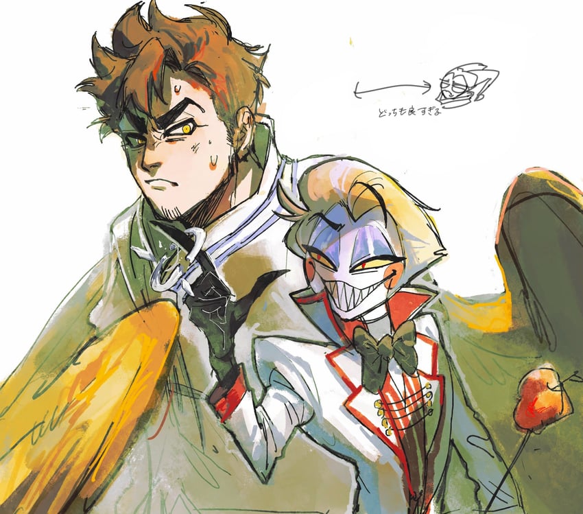 lucifer morningstar and adam (hazbin hotel) drawn by dondoko_00
