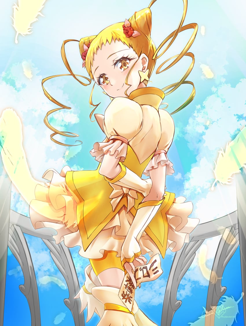 kasugano urara and cure lemonade (precure and 2 more) drawn by clear_glass_(mildmild1311)