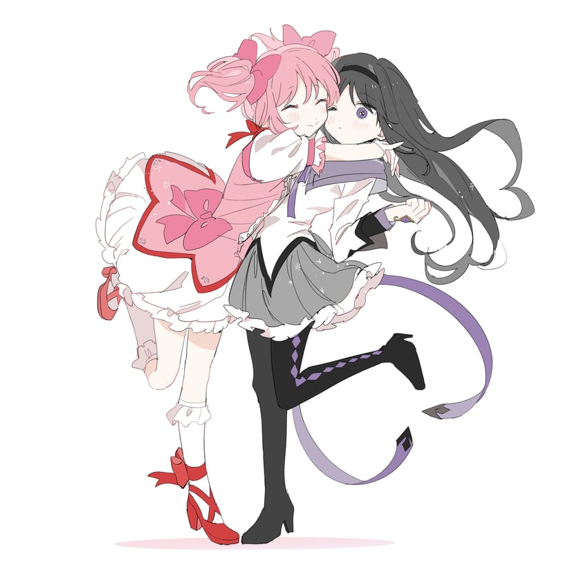 akemi homura and kaname madoka (mahou shoujo madoka magica) drawn by pipi_o_(pipioo08)