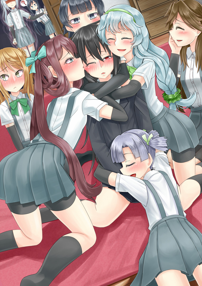 asashio, kasumi, michishio, arashio, asagumo, and 4 more (kantai collection) drawn by zaki_(loud_factory)