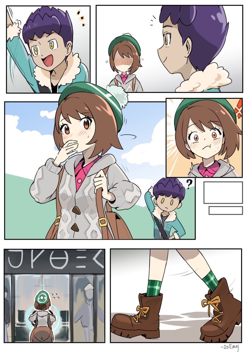 gloria and hop (pokemon and 1 more) drawn by 1semuy