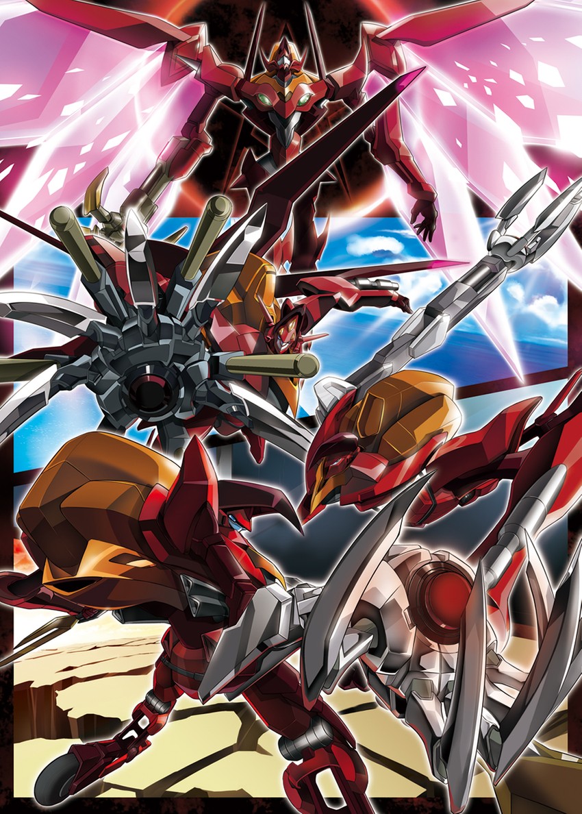 guren, guren mk-ii, guren s.e.i.t.e.n. eight elements, and guren flight-enabled version (code geass) drawn by tonycs007
