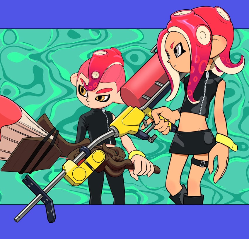 octoling player character, octoling girl, agent 8, and octoling boy (splatoon and 2 more) drawn by xdies_ds