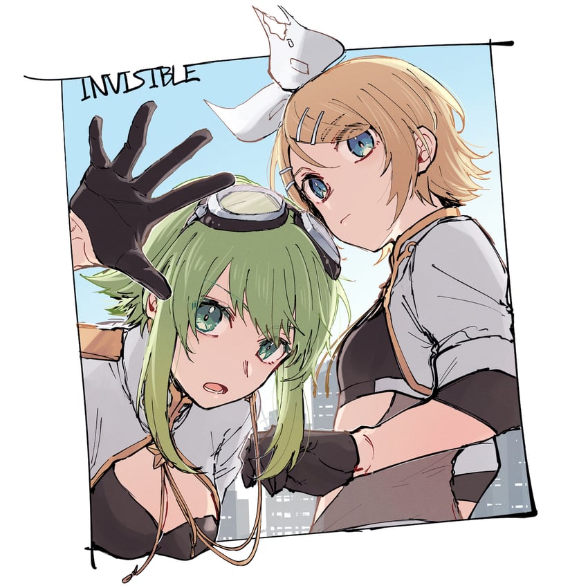 kagamine rin and gumi (vocaloid and 1 more) drawn by ochi_(lokun)