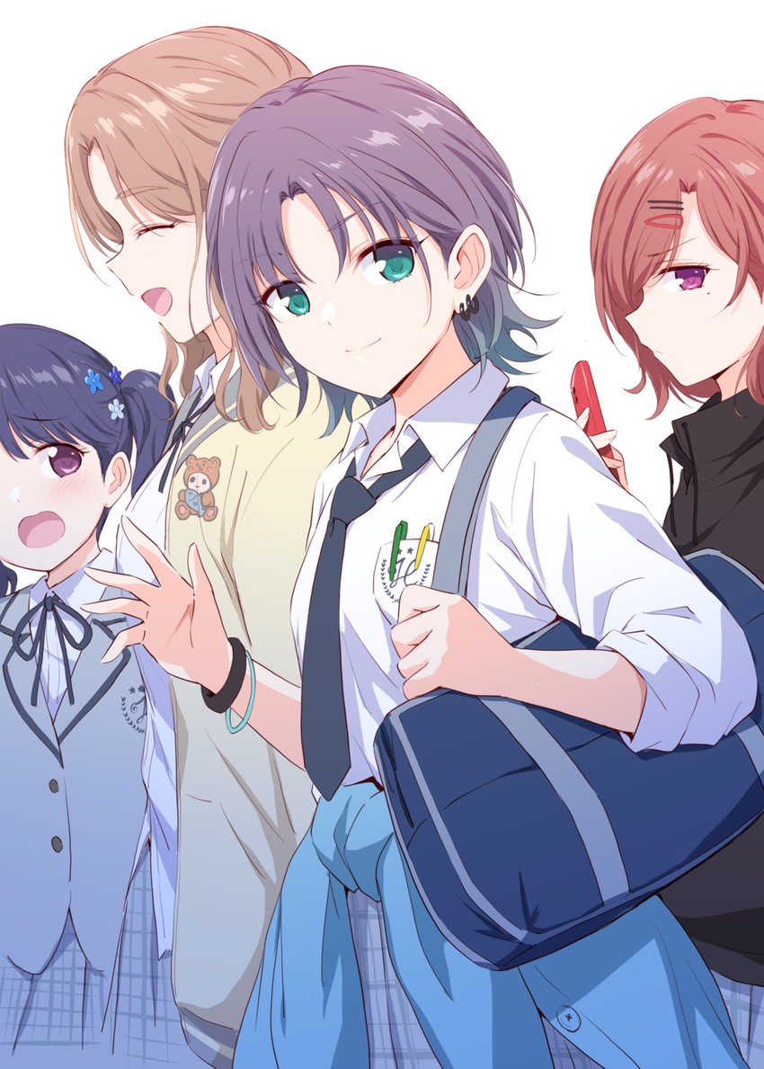 higuchi madoka, asakura toru, fukumaru koito, and ichikawa hinana (idolmaster and 1 more) drawn by marugoshi_(54burger)