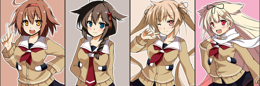shigure, yuudachi, shigure kai ni, yuudachi kai ni, murasame, and 1 more (kantai collection) drawn by hinase_(jet_hearts)