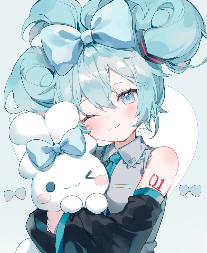 hatsune miku, cinnamoroll, and cinnamiku (vocaloid and 2 more) drawn by mokyuko